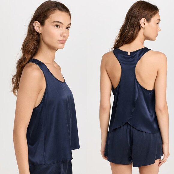 Lunya Midnight Blue Pajama top Washable Silk Tank Top Size Small 2562 - Picture 1 of 11
